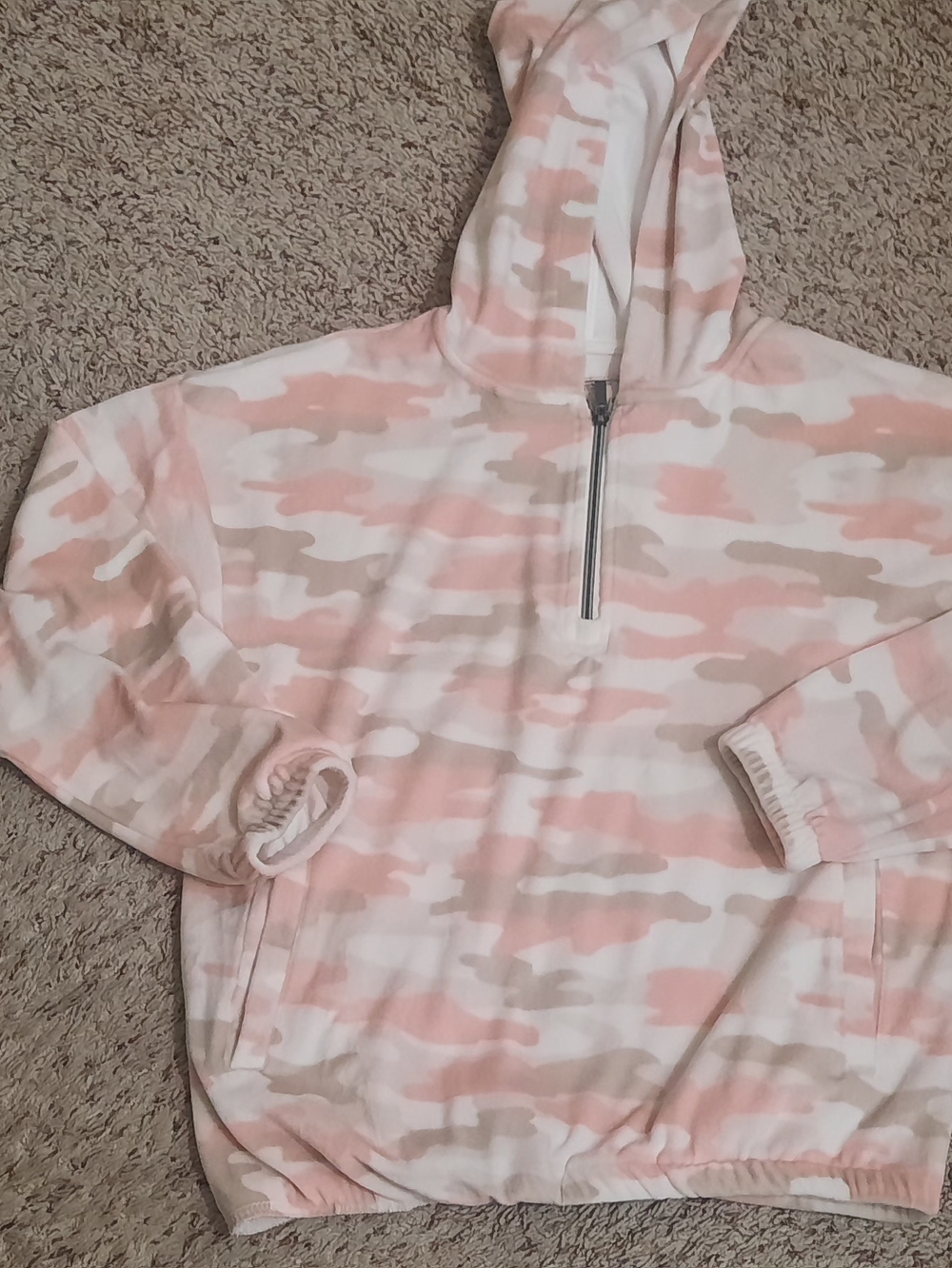Lucky Brand Pink & Cream Camo Hooded Pullover